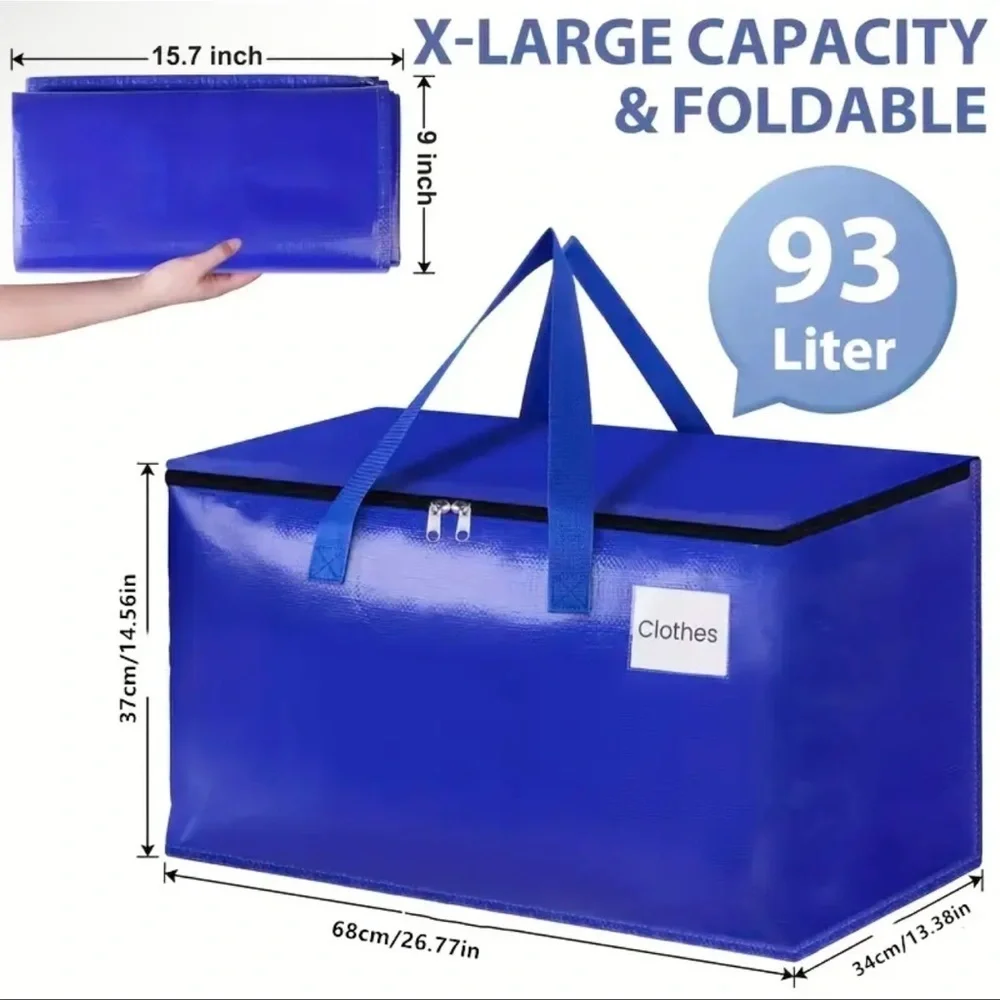 Blue Flexible Garment Storage Bag with Secure Handles